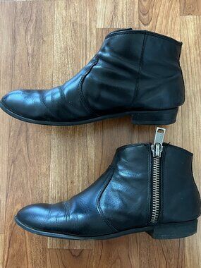Aldo Allisson Black Leather Ankle Boots Size 6.5